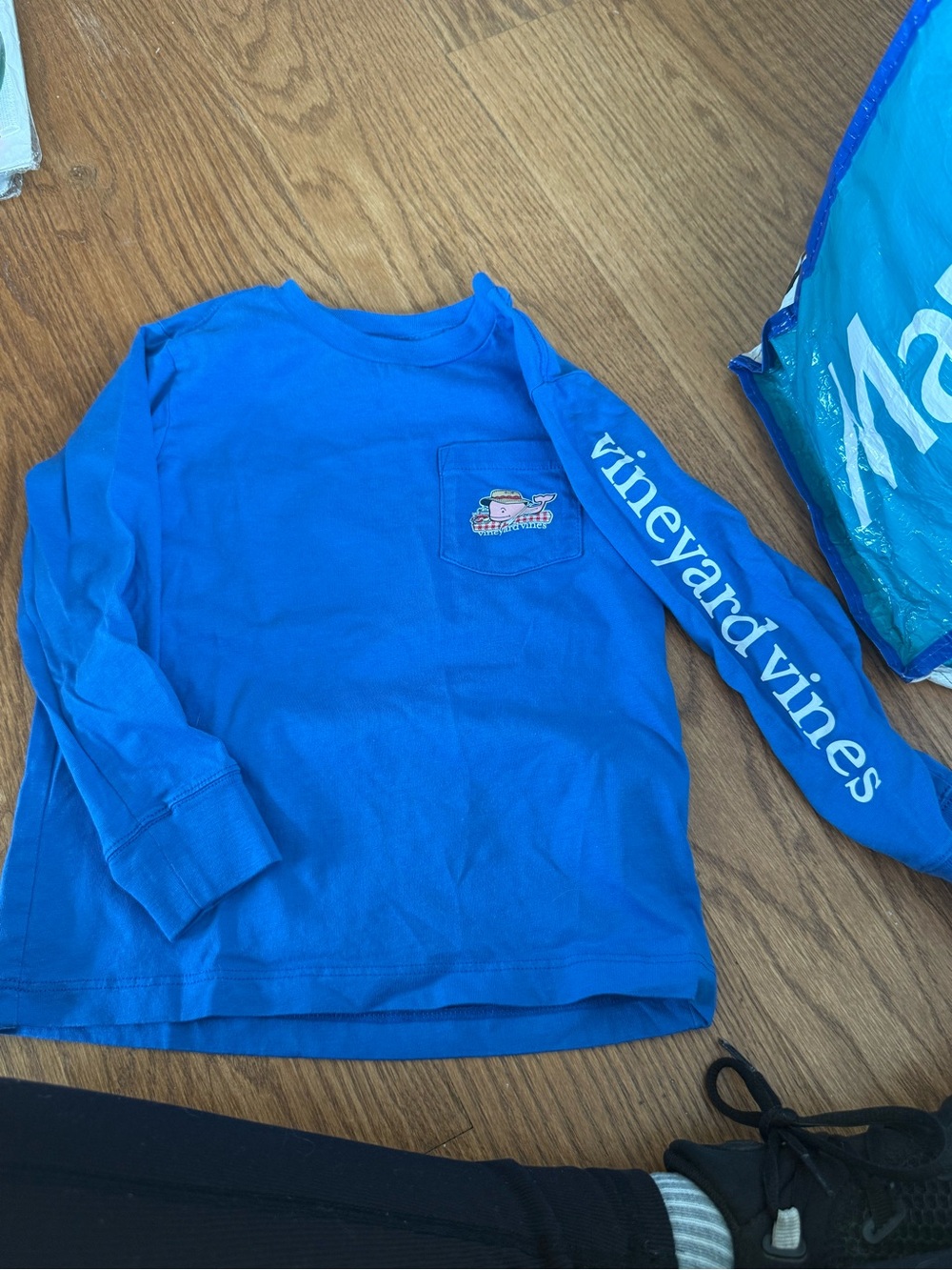 Vineyard Vines Kids Long-Sleeve Pocket Tee in Blue